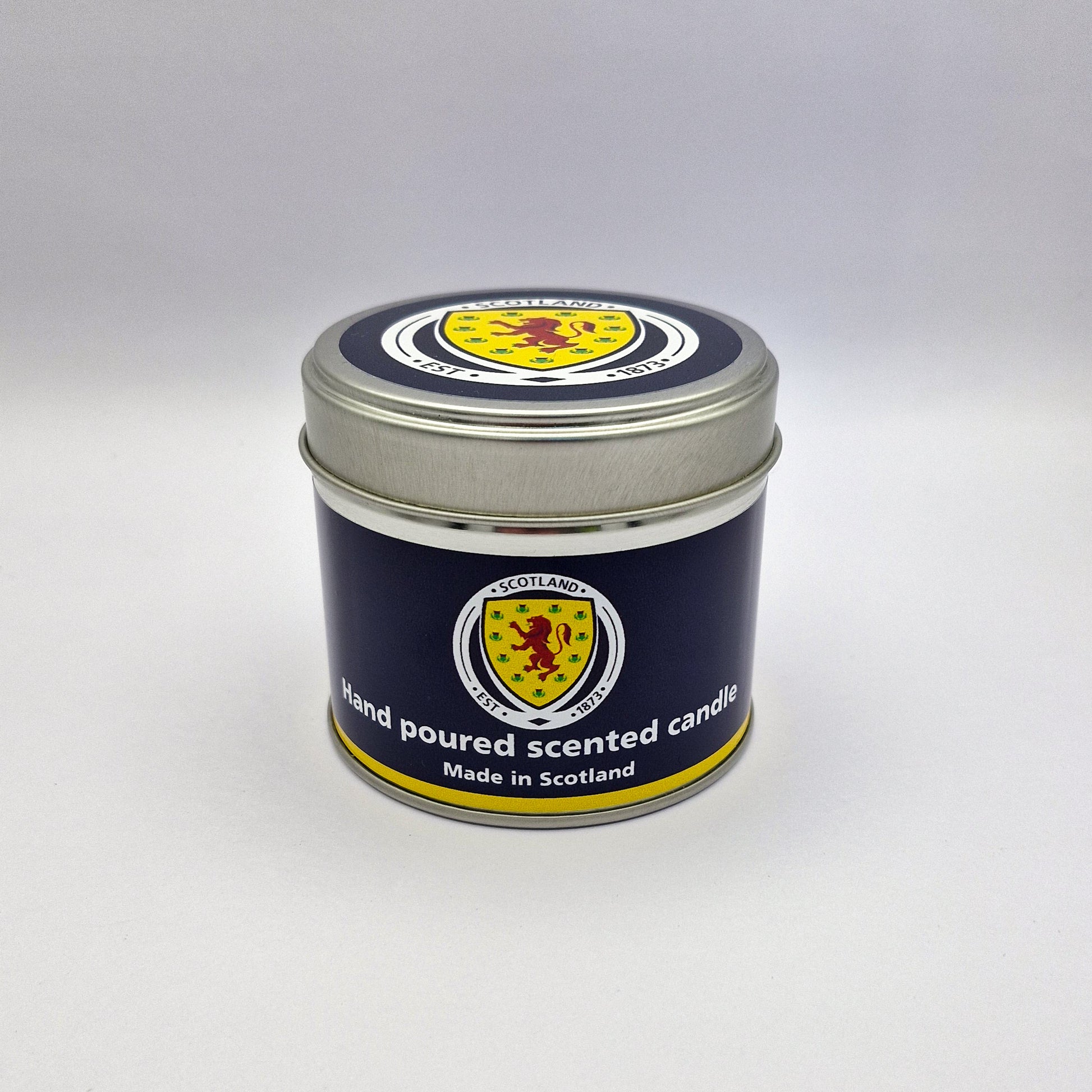 National Scotland Team candle in blue with metal lid