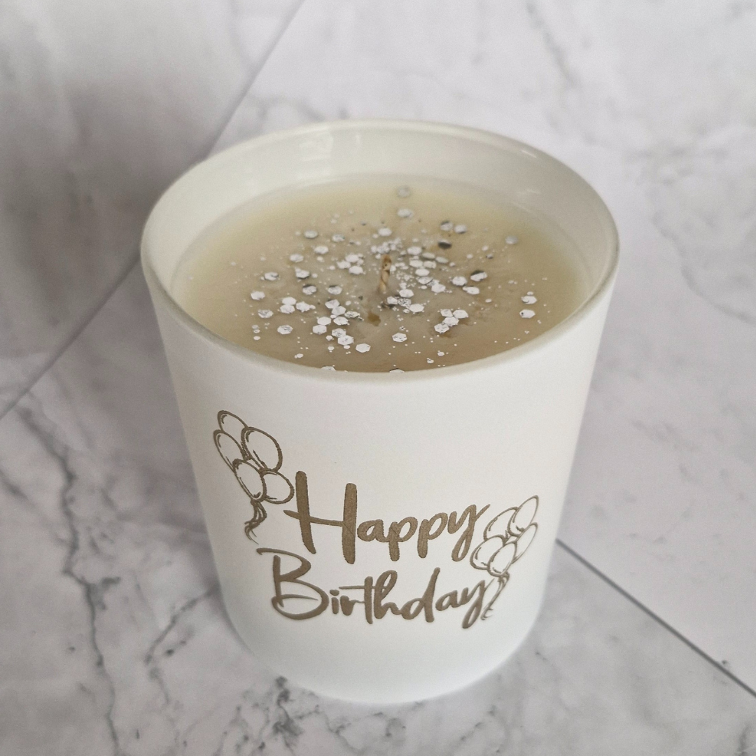 Happy Birthday candle with glitter