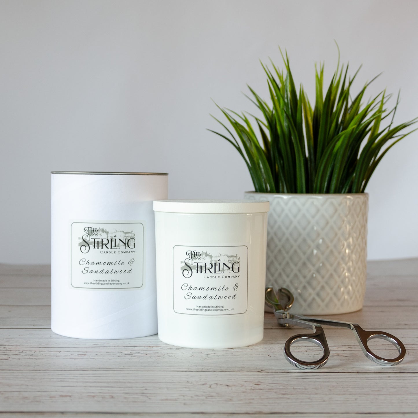 Chamomile and Sandalwood large white candle