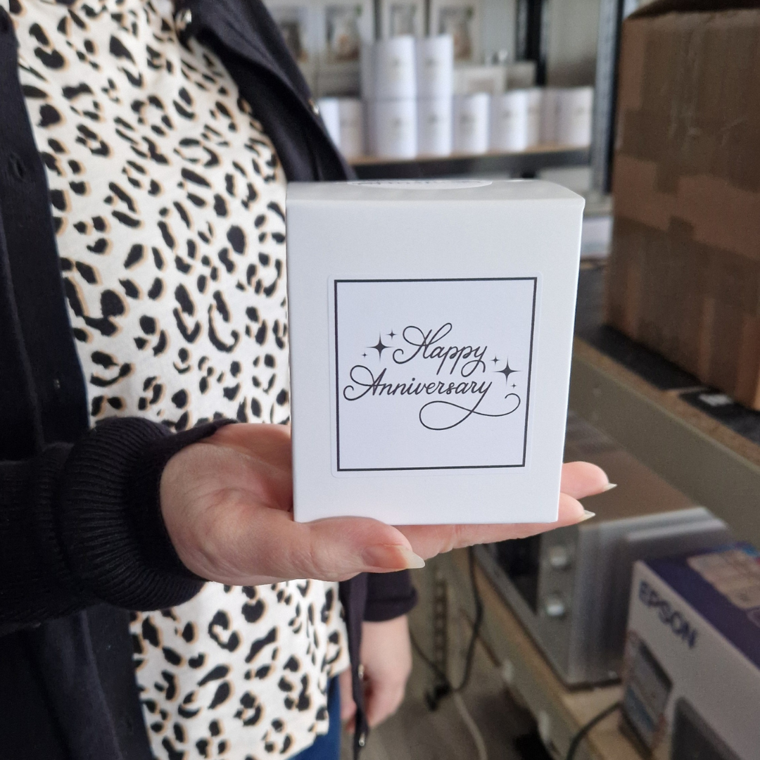 Karen holding the candle box