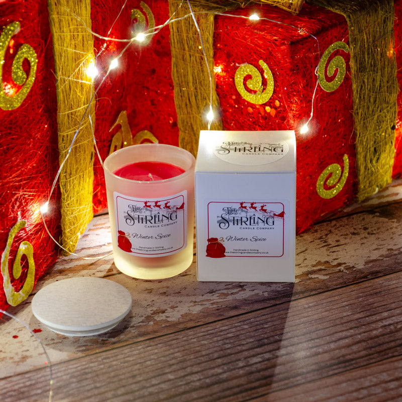 The Stirling Candle Company small candle with box in the fragrance Winter Spice
