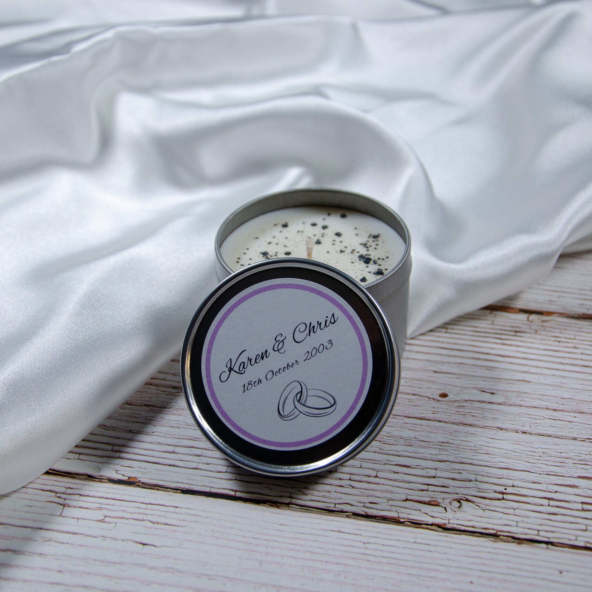 wedding candle favour open with lid