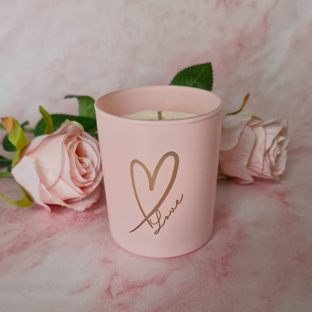 Love & Heart pink candle