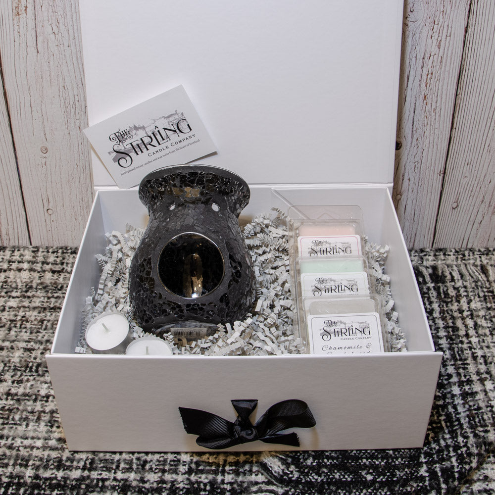 wax melt gift box with products on display
